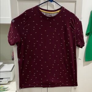 Men's Maroon Patterned Short Sleeve Tee